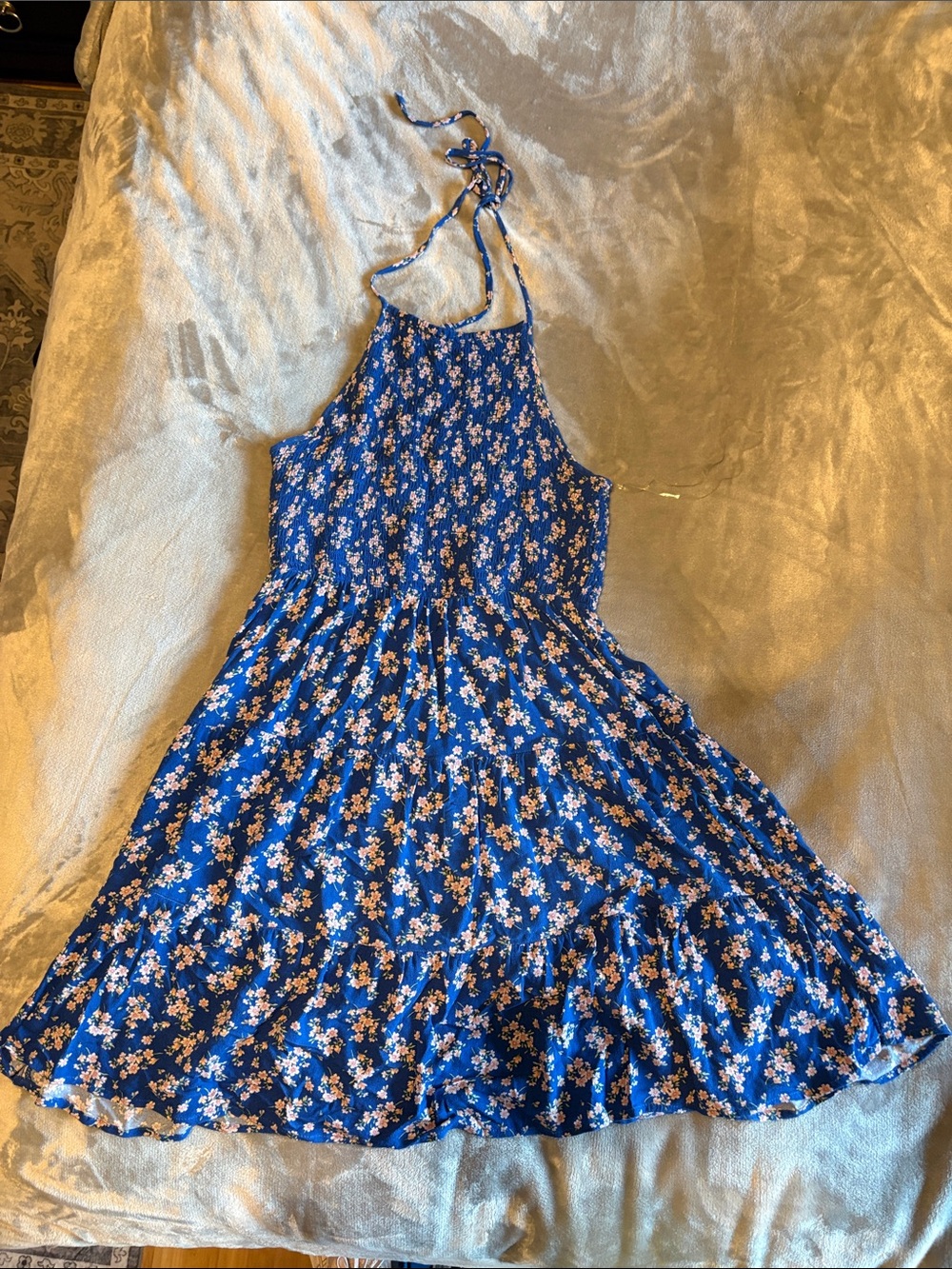 American Eagle Outfitters Blue Floral Halter Sundress